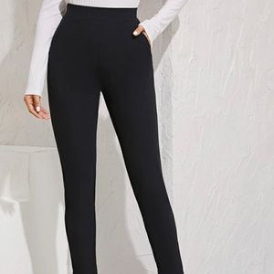 High-rise skinny leg work pants